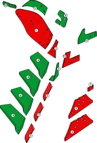 Explosionszeichnung Kverneland Pflugkörper Typ 9